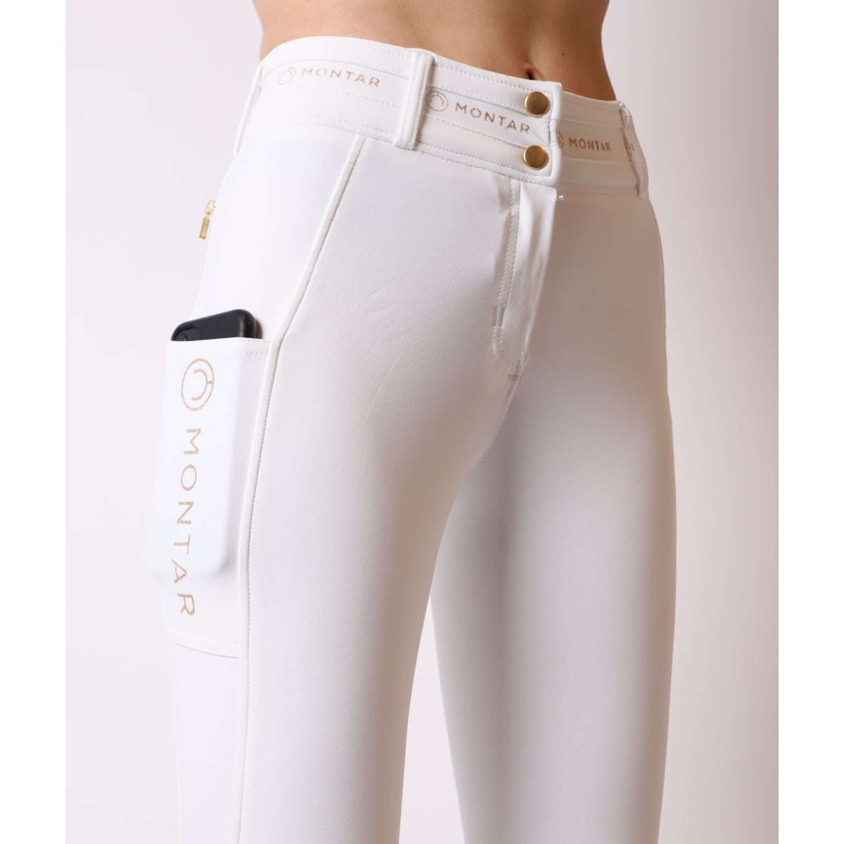 Montar Pantalon d'Équitation Luna Gold Full Grip Blanc