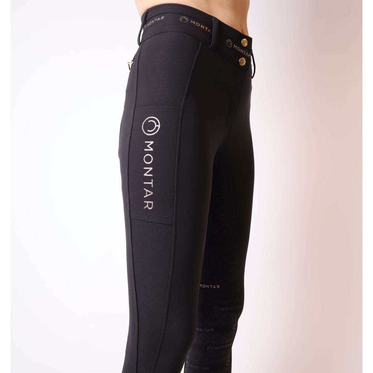 Montar Pantalon d'Équitation Luna Gold Full Grip Noir