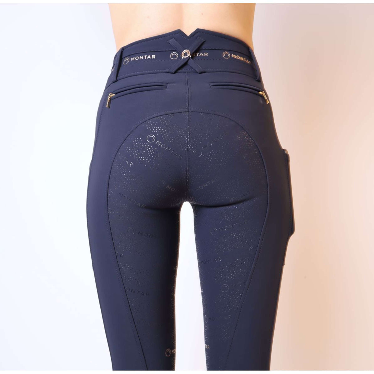 Montar Pantalon d'Équitation Luna Gold Full Grip Marin foncé