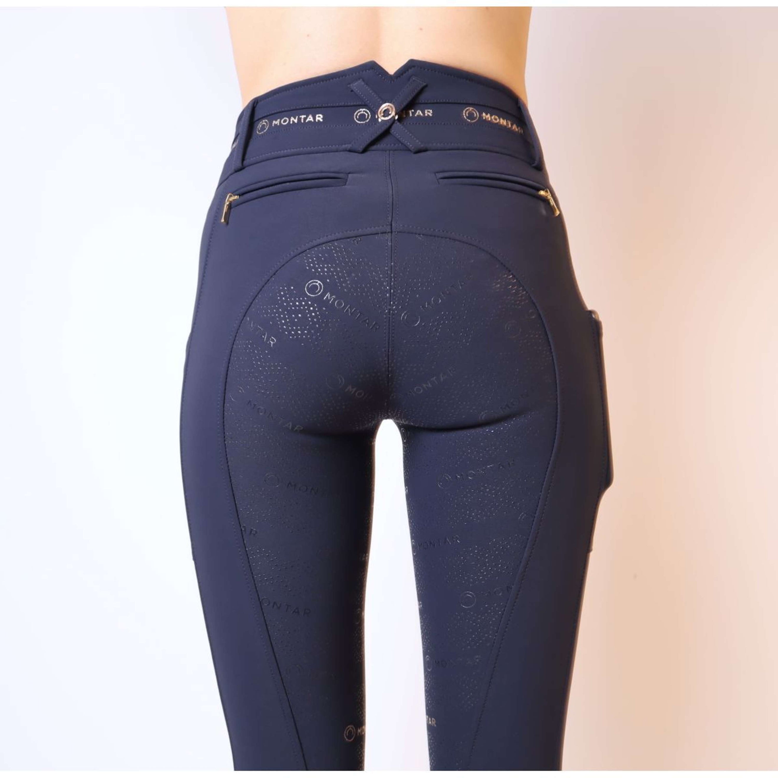 Montar Pantalon d'Équitation Luna Gold Full Grip Marin foncé