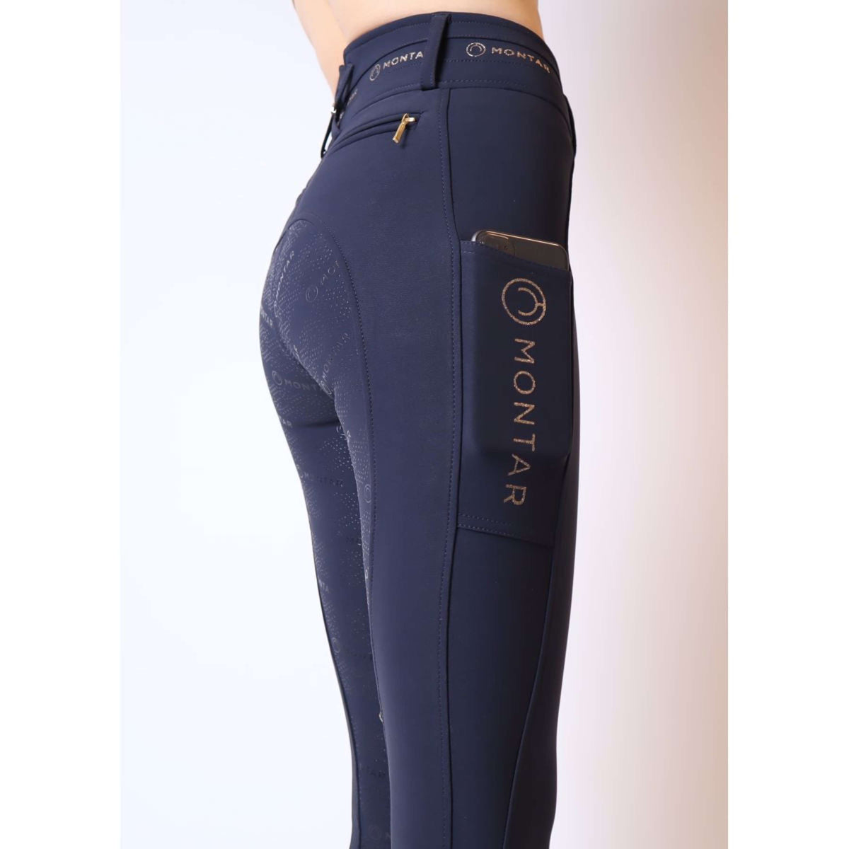 Montar Pantalon d'Équitation Luna Gold Full Grip Marin foncé