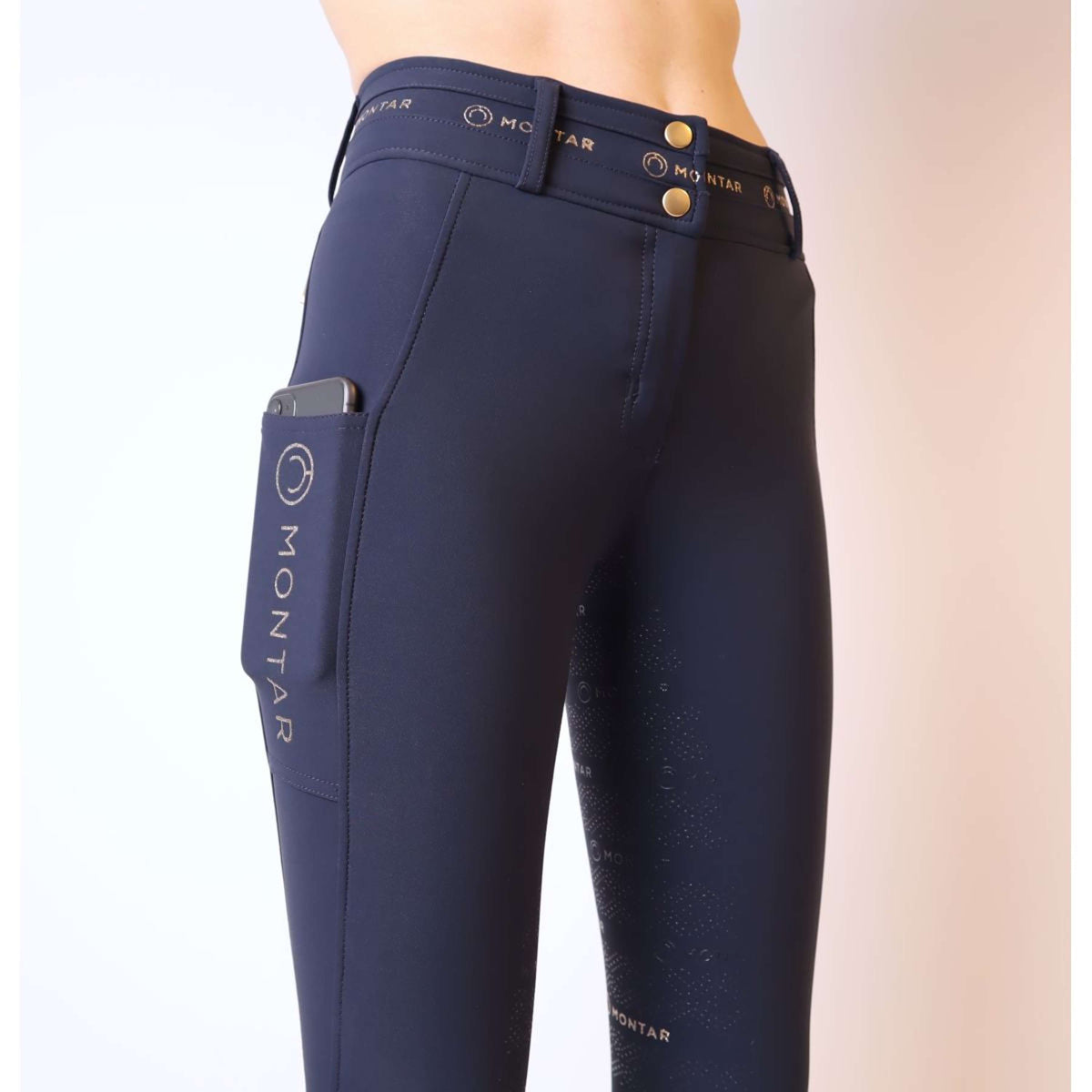 Montar Pantalon d'Équitation Luna Gold Full Grip Marin foncé