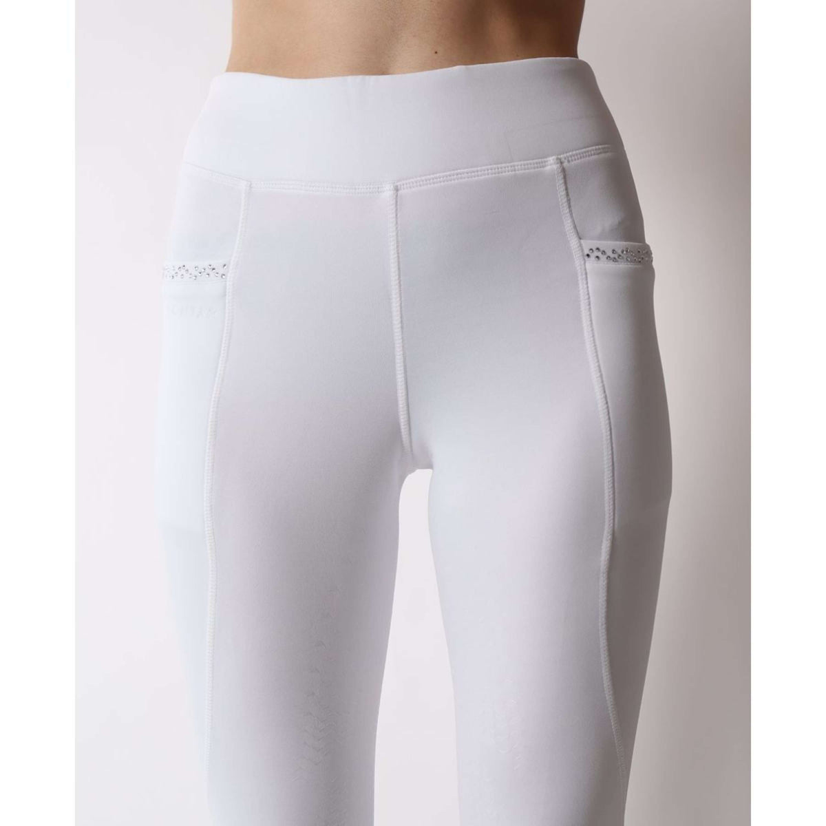 Montar Legging d'Équitation Crystal Pull On Full Grip Blanc