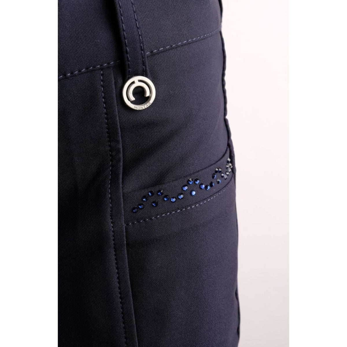 Montar Pantalon d'Équitation Crystal Full Grip Marin