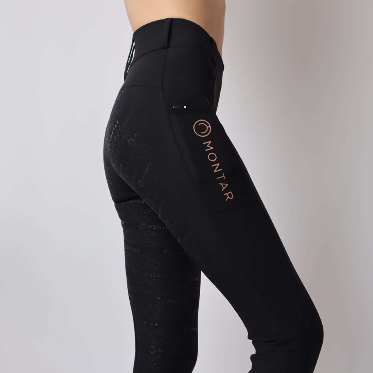 Montar Legging d'Équitation Rosegold Logo Junior Noir