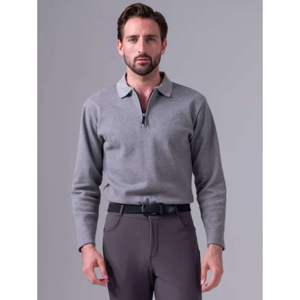 PS of Sweden Polo Oliver Hommes Dark Grey Melange