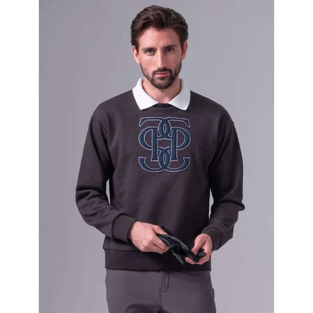 PS of Sweden Sweatshirt Carl Monogram Hommes Gris foncé