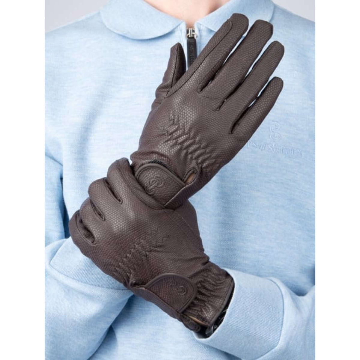 PS of Sweden Gants d'Équitation Grip Hommes Café-Marron