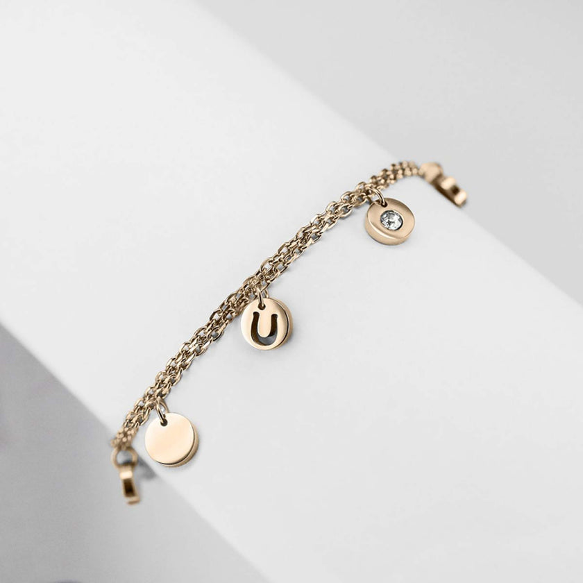 Ponytail&Co Bracelet avec Mini Pendants Or Rose