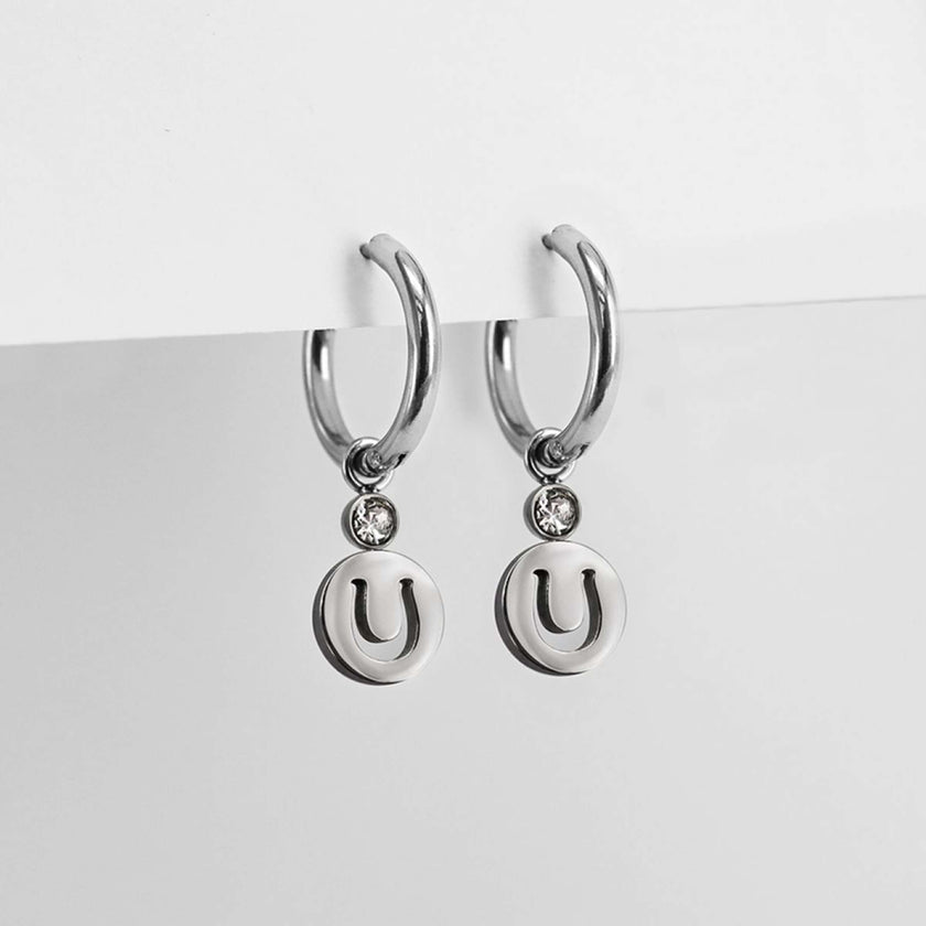 Ponytail&Co Boucles d'oreilles avec Pendentif Fer à Cheval Acier