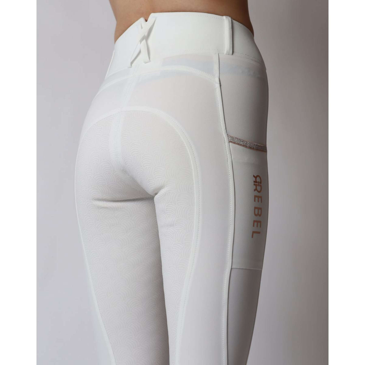 Rebel Pantalon d'Équitation Tone in Tone Adhérence totale Blanc