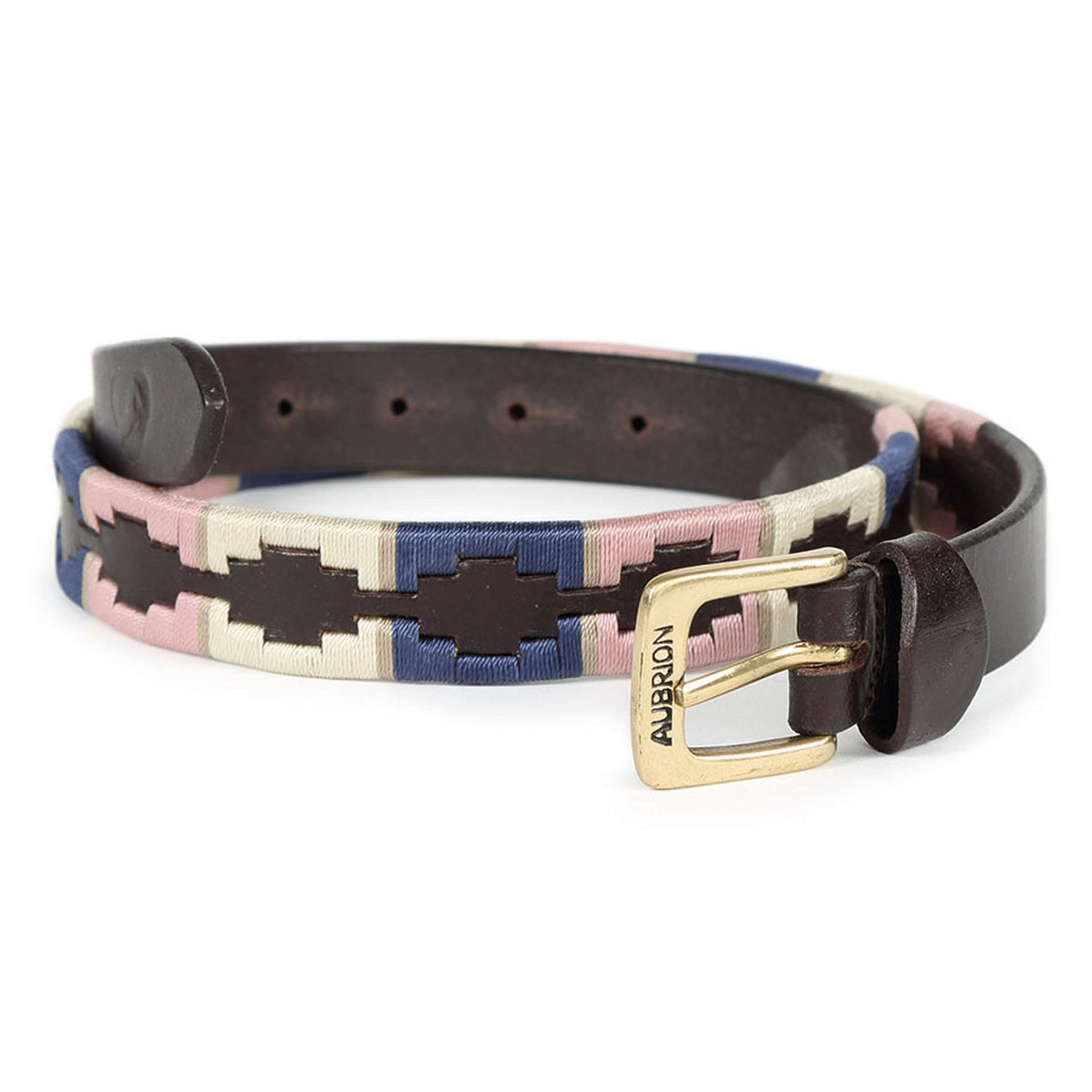 Aubrion by Shires Ceinture Skinny Polo Marine/Pink/Naturel