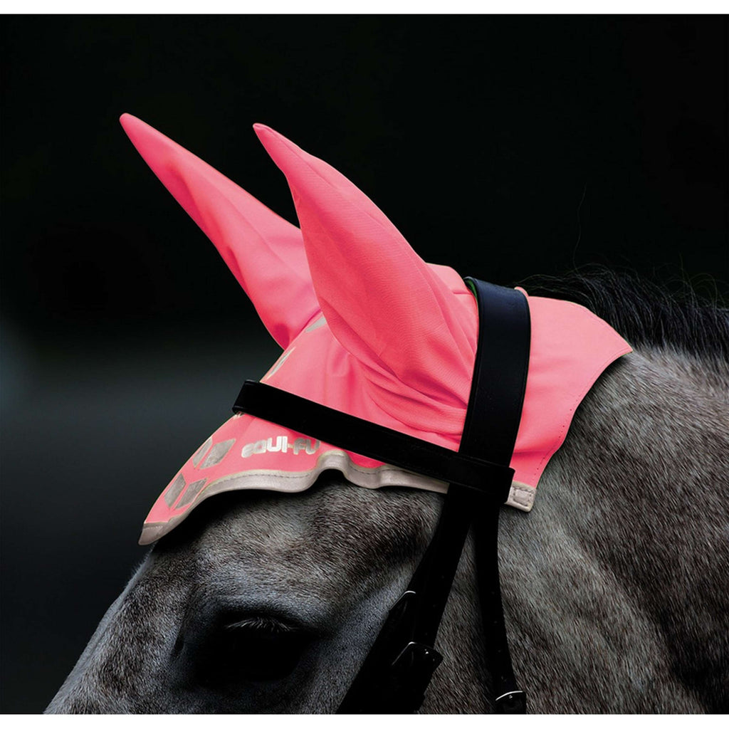 Equi-Flector by Shires Bonnet Anti-Mouches Réfléchissant Fluor Rose