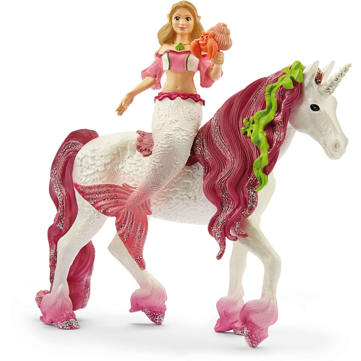 Schleich Figurine Bayala Mermaid Feya On Underwater Unicorn Blanc/rose