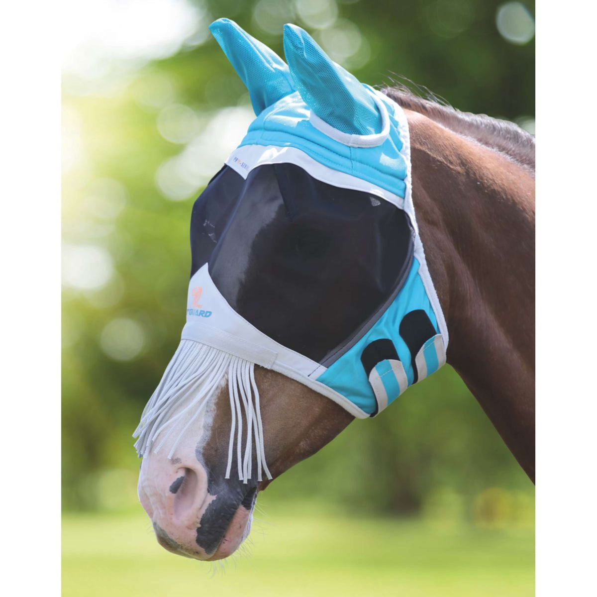 Shires Masque Anti-Mouchesavec Oreilles et Nez Franges Teal