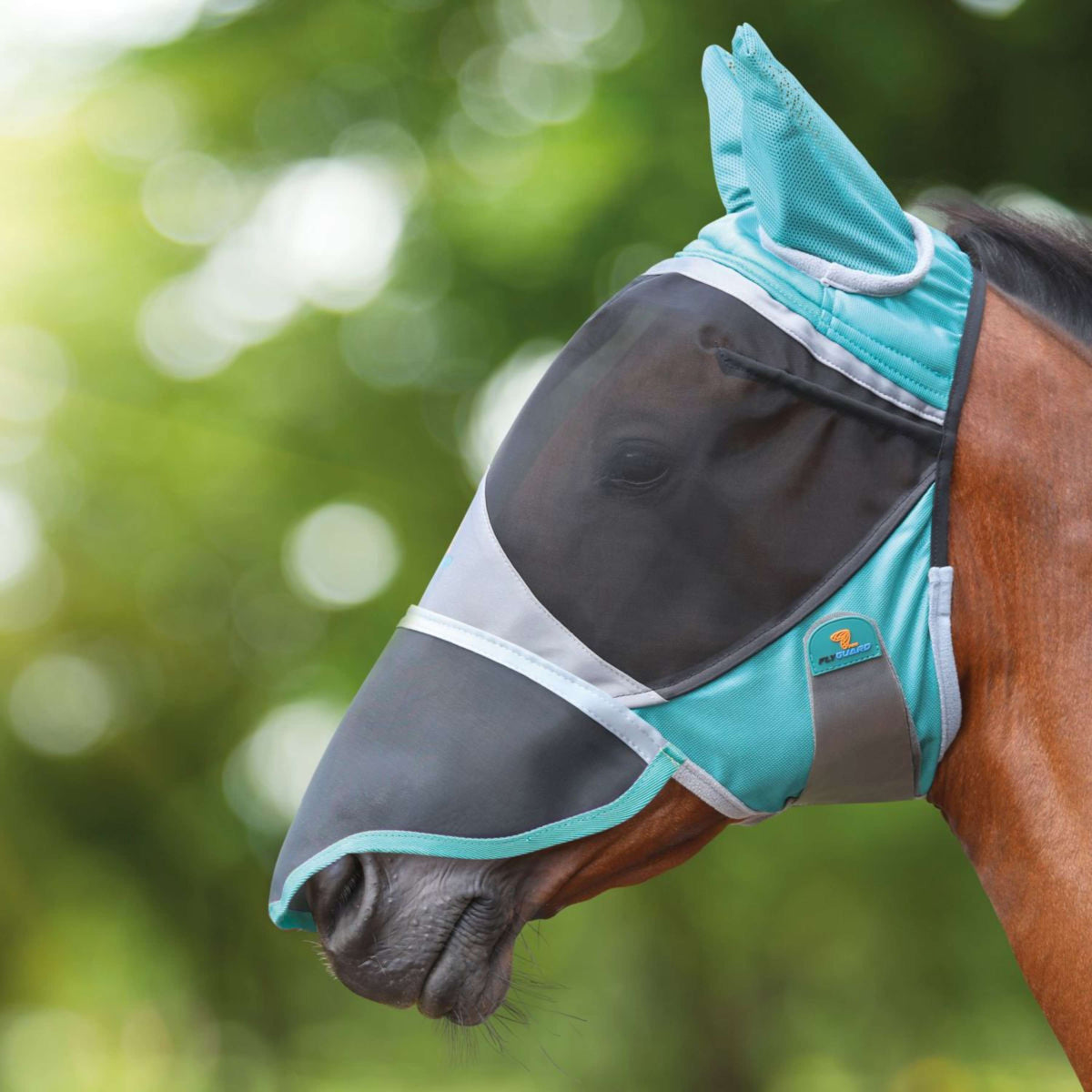 Shires Masque Anti-Mouches Deluxe avec Oreilles et Nez Vert