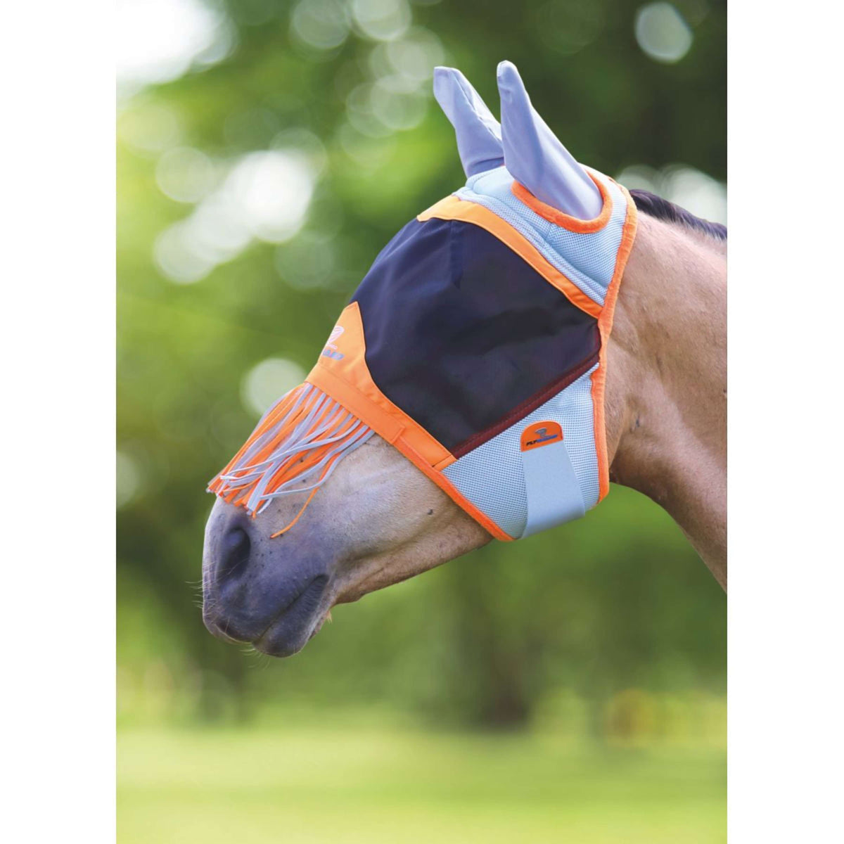 Shires Masque Anti-Mouches Air Motion avec Oreilles et Franges Orange