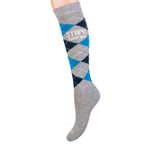 Stapp Horse Chaussettes d'Équitation Checkered Gris/Marine/Bleu