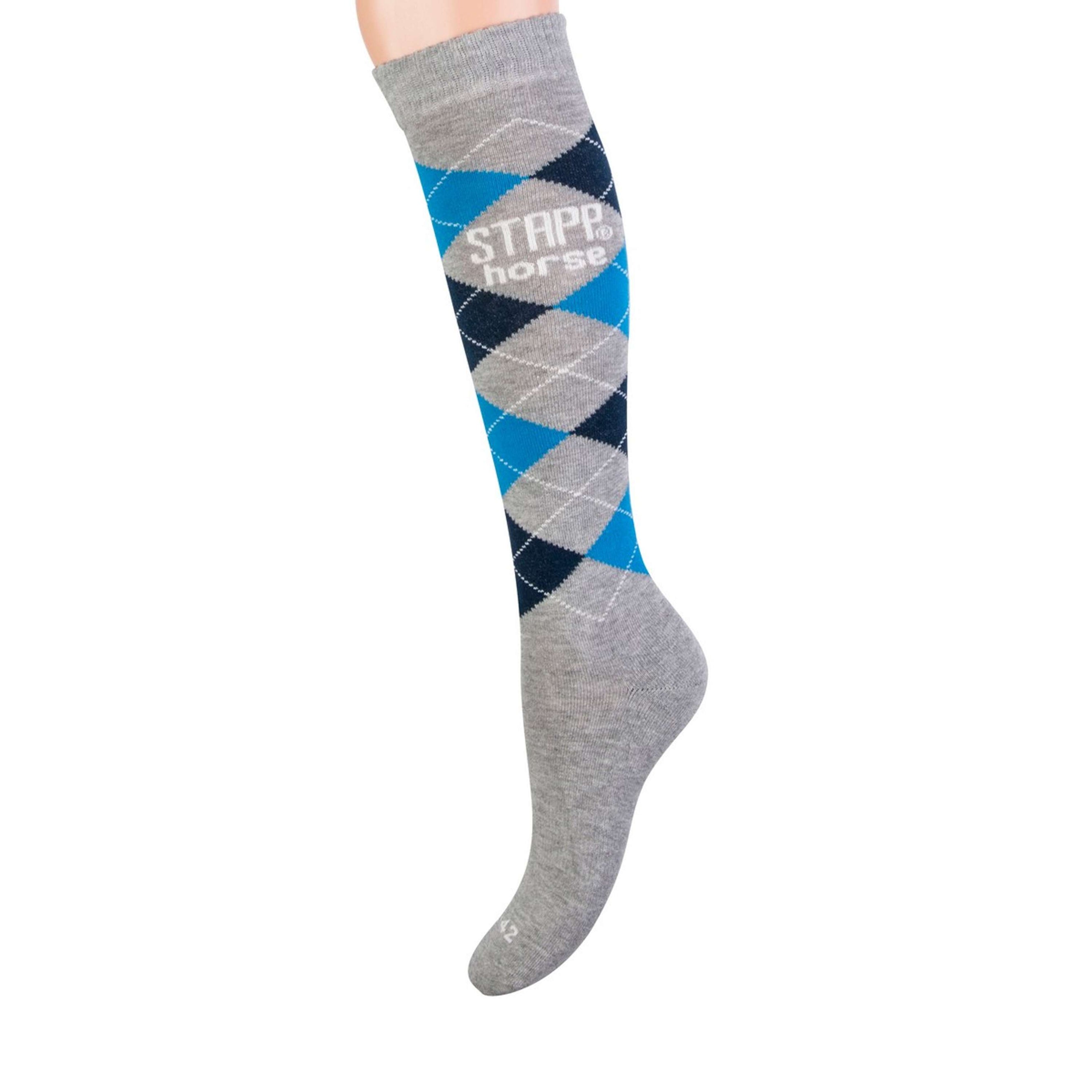 Stapp Horse Chaussettes d'Équitation Checkered Gris/Marine/Bleu Stapp Horse Chaussettes d'Équitation Checkered Gris/Marine/Bleu