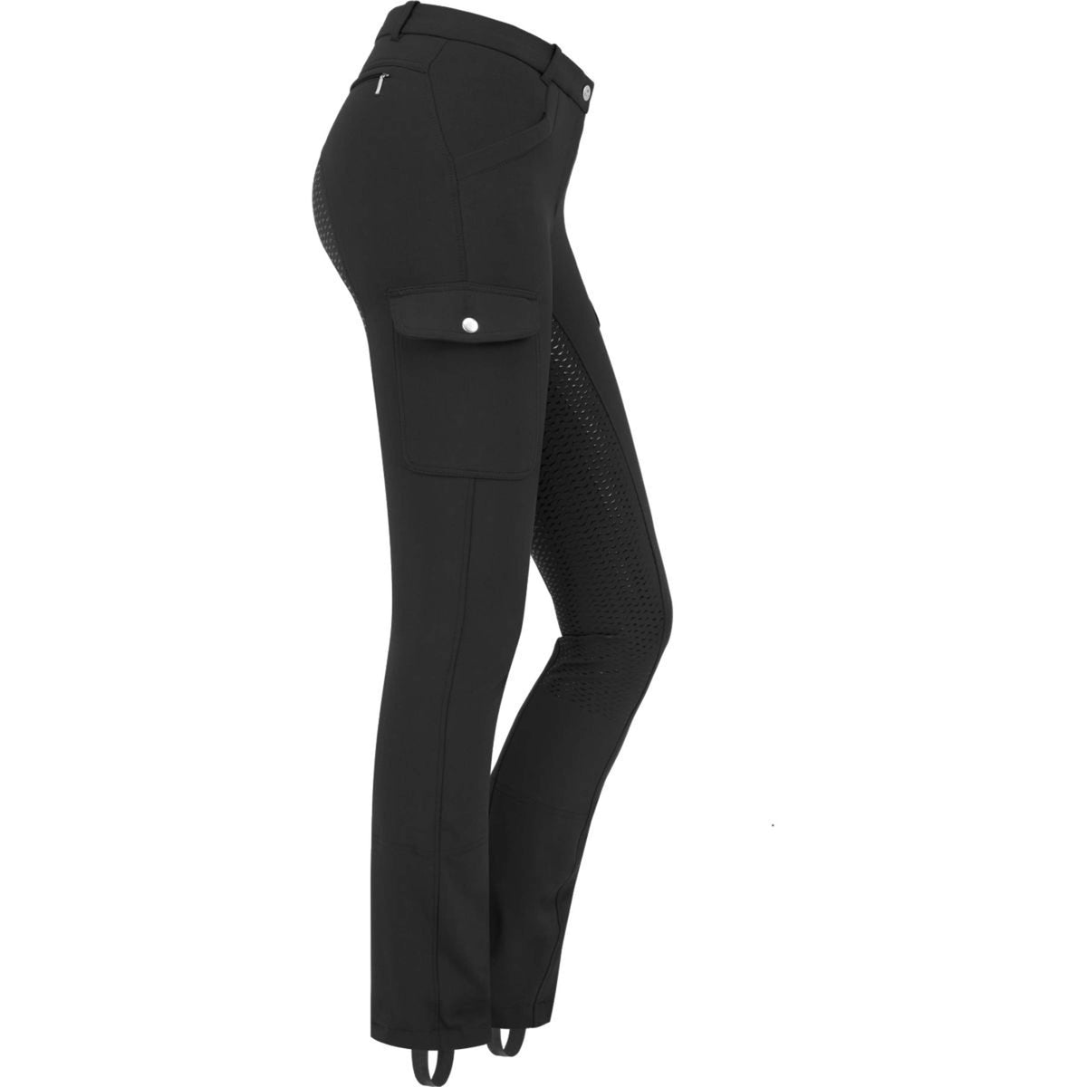 ELT Pantalon d'Équitation Jodhpur Micro Cargo Silicone Noir