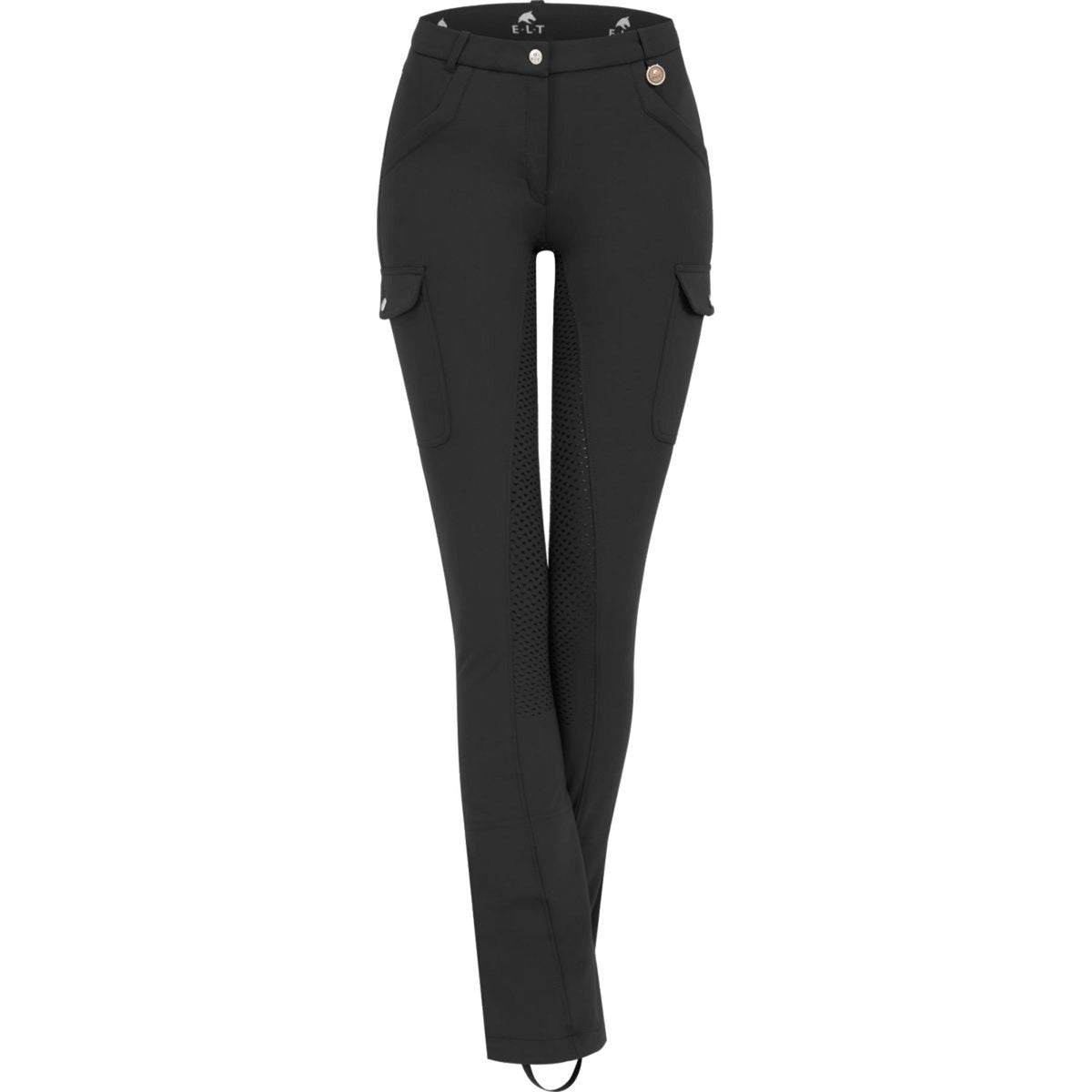 ELT Pantalon d'Équitation Jodhpur Micro Cargo Silicone Noir