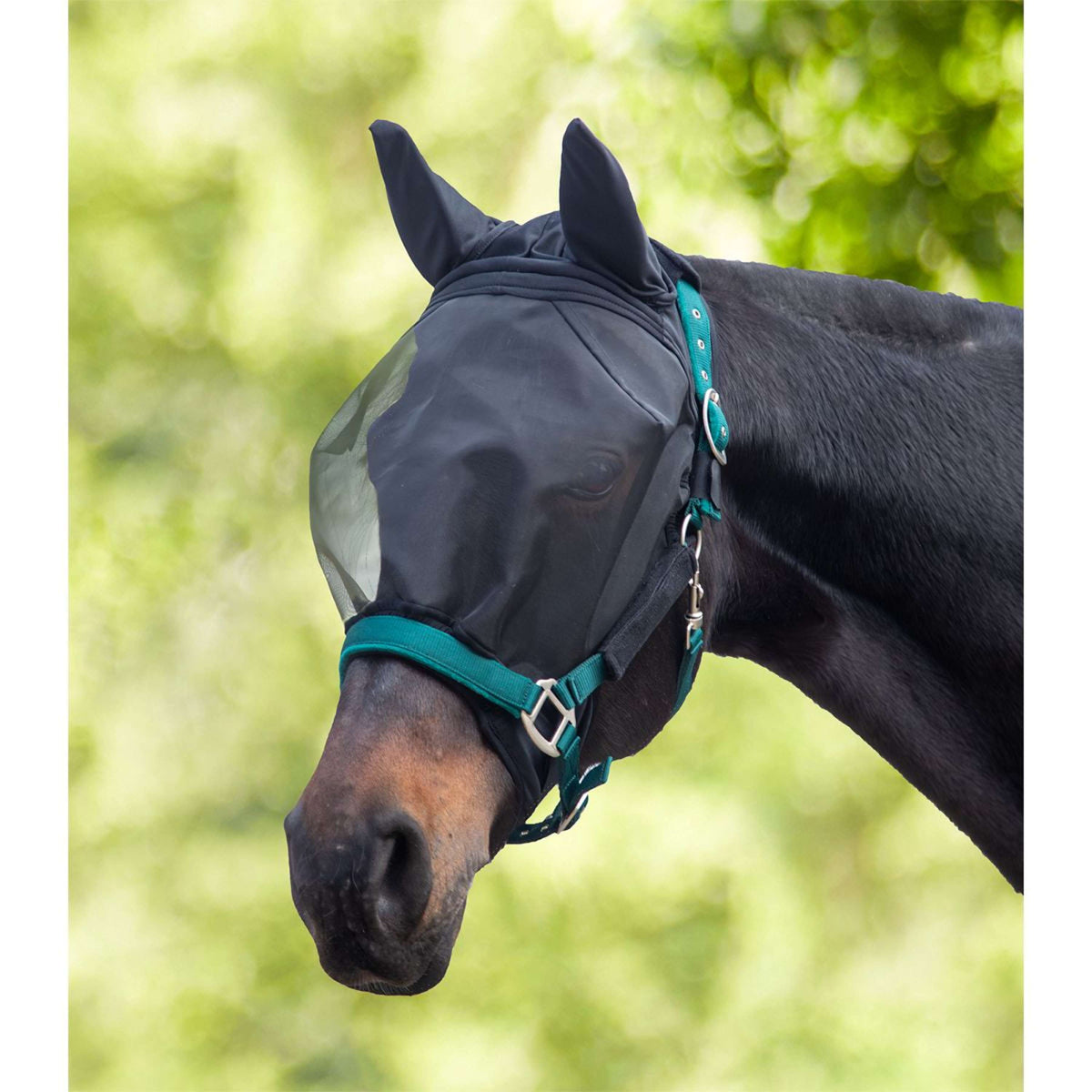 Waldhausen Fly Mask Premium with Ears Extended Nose Noir