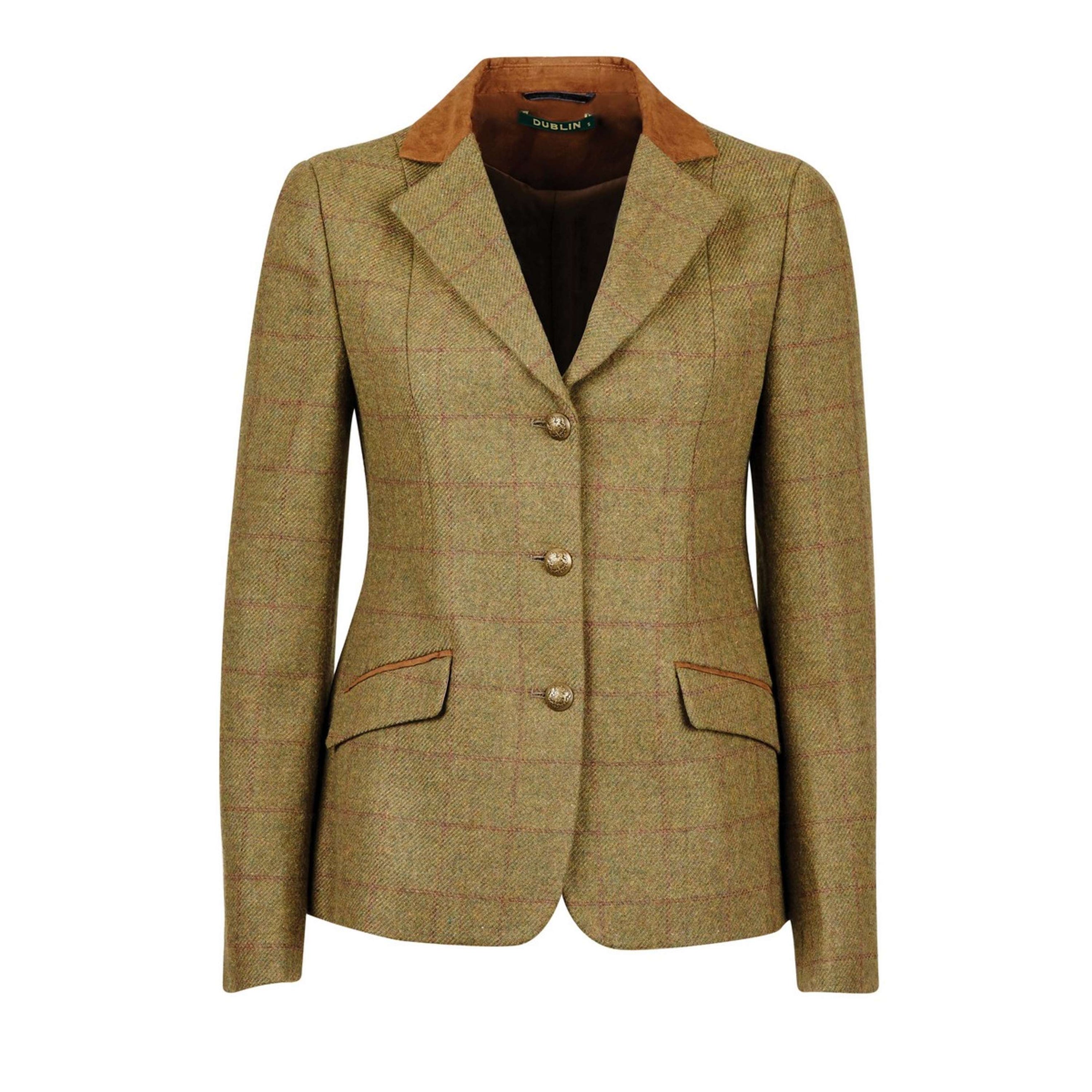 Dublin Petite Veste de Concours Albany Tweed Suede Collar Tailored Kids Marron Vert