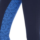 Saxon Pantalon d'Équitation Euro Seat II Kids Navy/Bleu Horseshoe Print