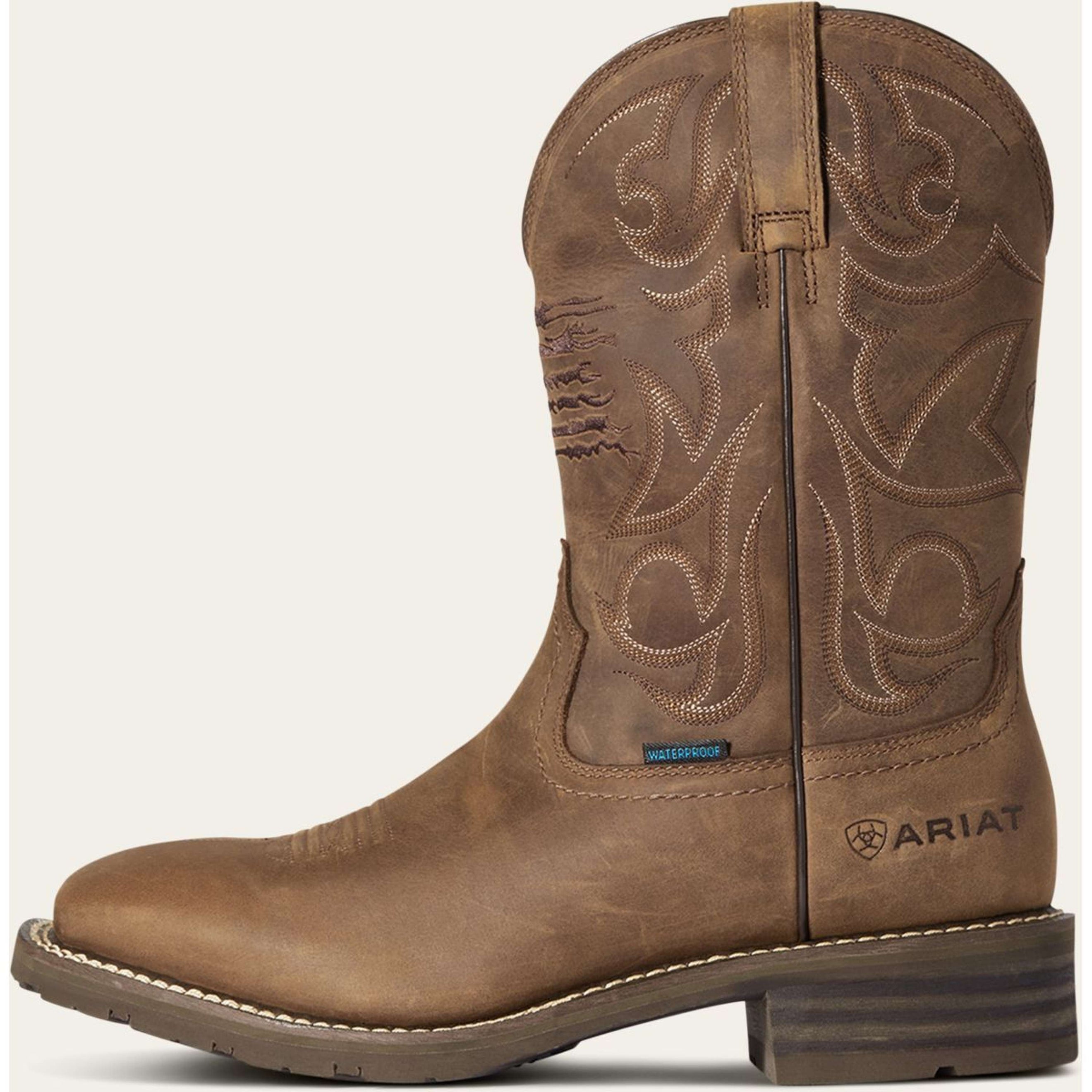 Ariat Western Boots Hybrid Patriot H2O Hommes Distressed Brown Ariat Western Boots Hybrid Patriot H2O Hommes Distressed Brown