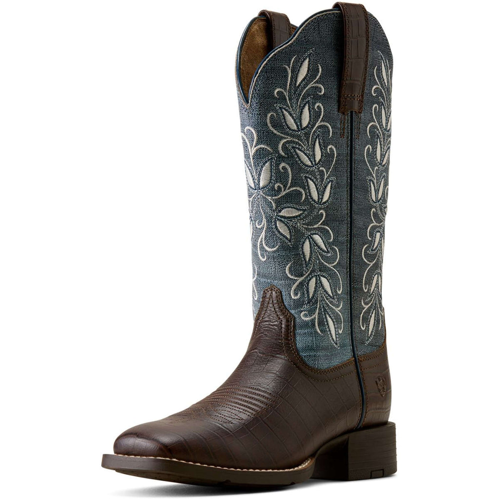 Ariat Bottes Western Round Up Holly Femme Chocolate Croc