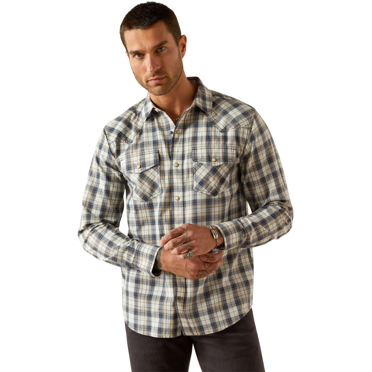 Ariat Chemise Western Hampton Retro Hommes Marin