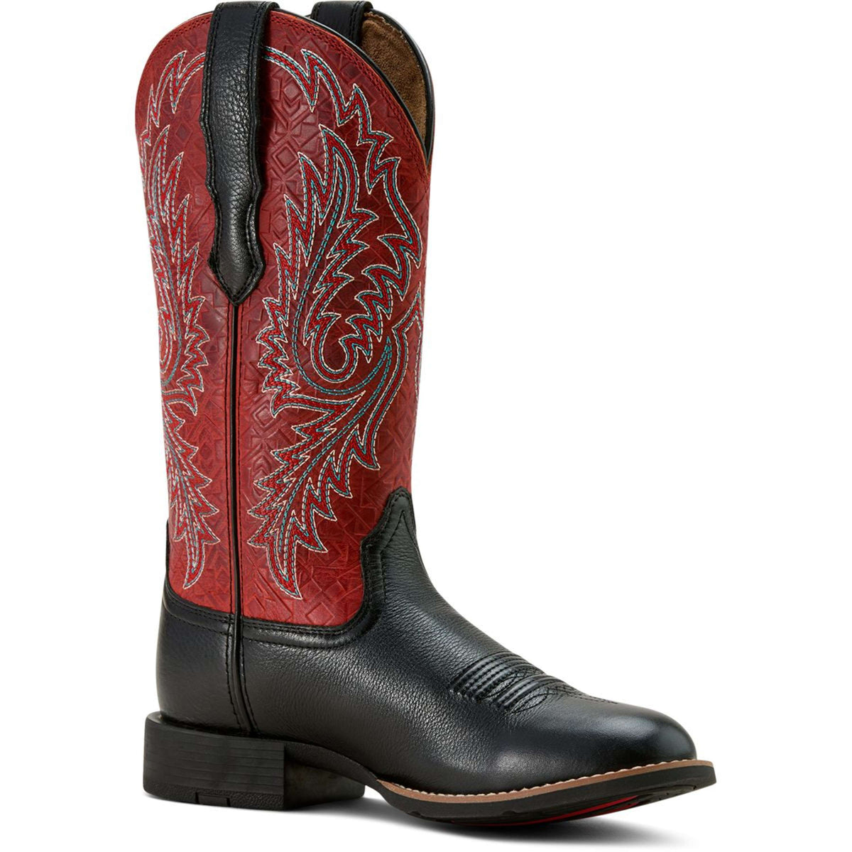 Ariat Bottes Western Round Up Stretchfit Femme Black Deertan/Garnet Emboss