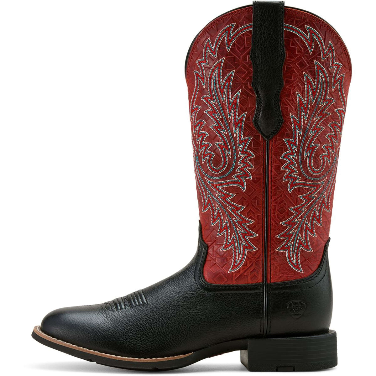 Ariat Bottes Western Round Up Stretchfit Femme Black Deertan/Garnet Emboss