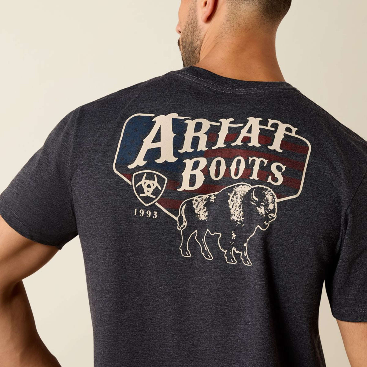 Ariat T-Shirt American Bison Tee Hommes Charcoal Heather