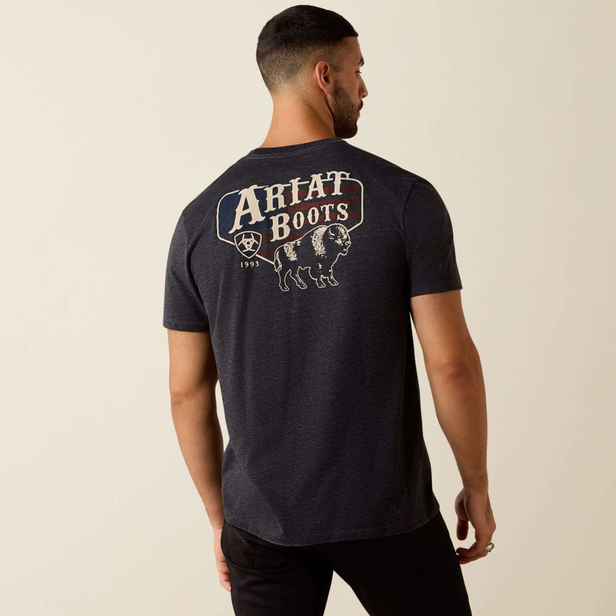 Ariat T-Shirt American Bison Tee Hommes Charcoal Heather