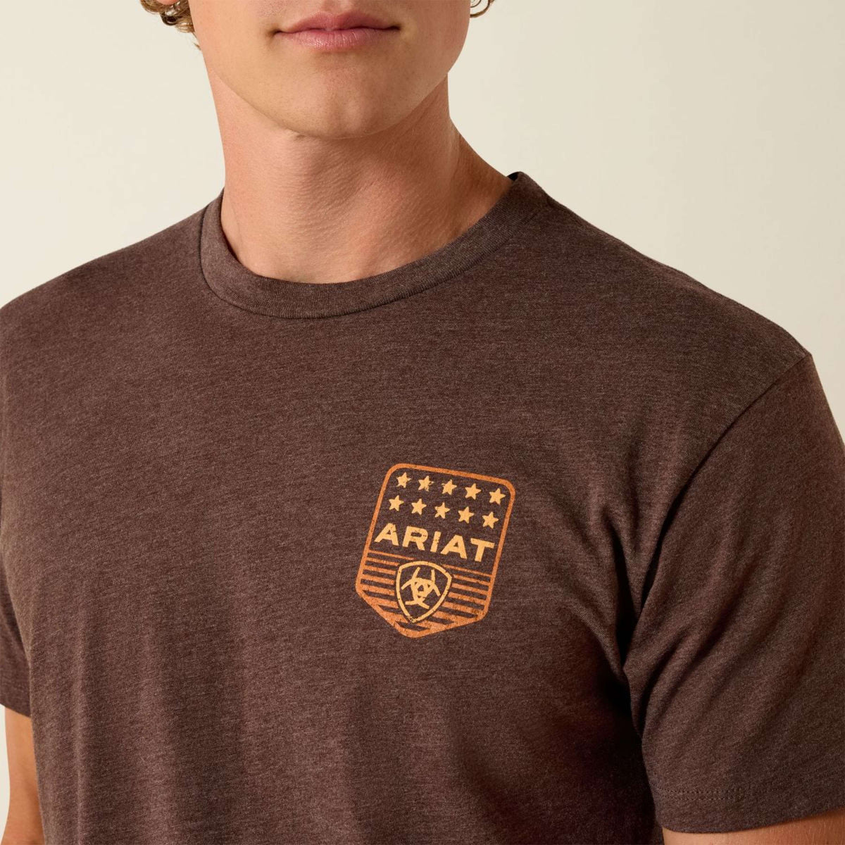 Ariat T-Shirt Strip Patriotic Badge Tee Hommes Brown Heather
