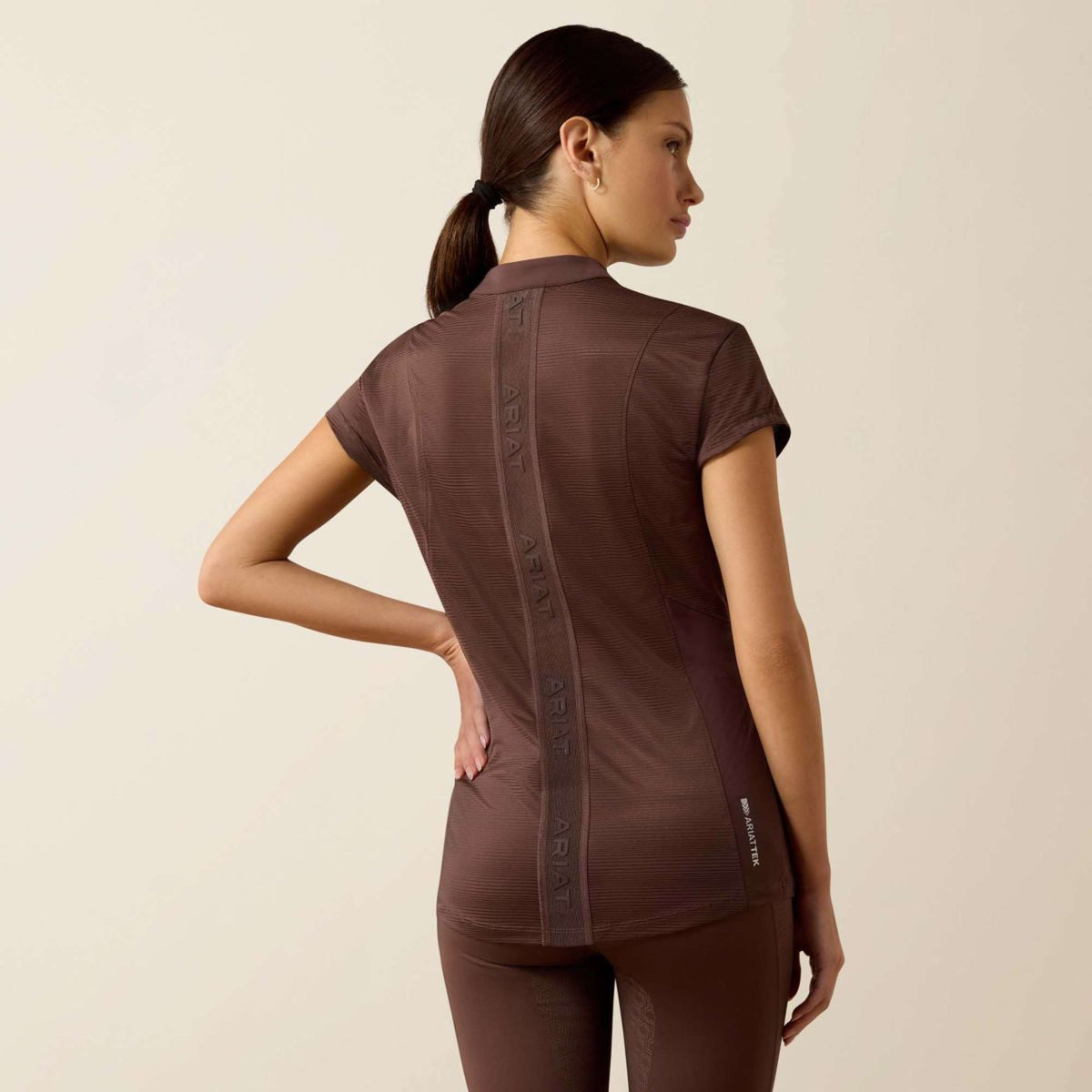 Ariat T-Shirt Breathe 1/2 Zip Femme Pommel Brown
