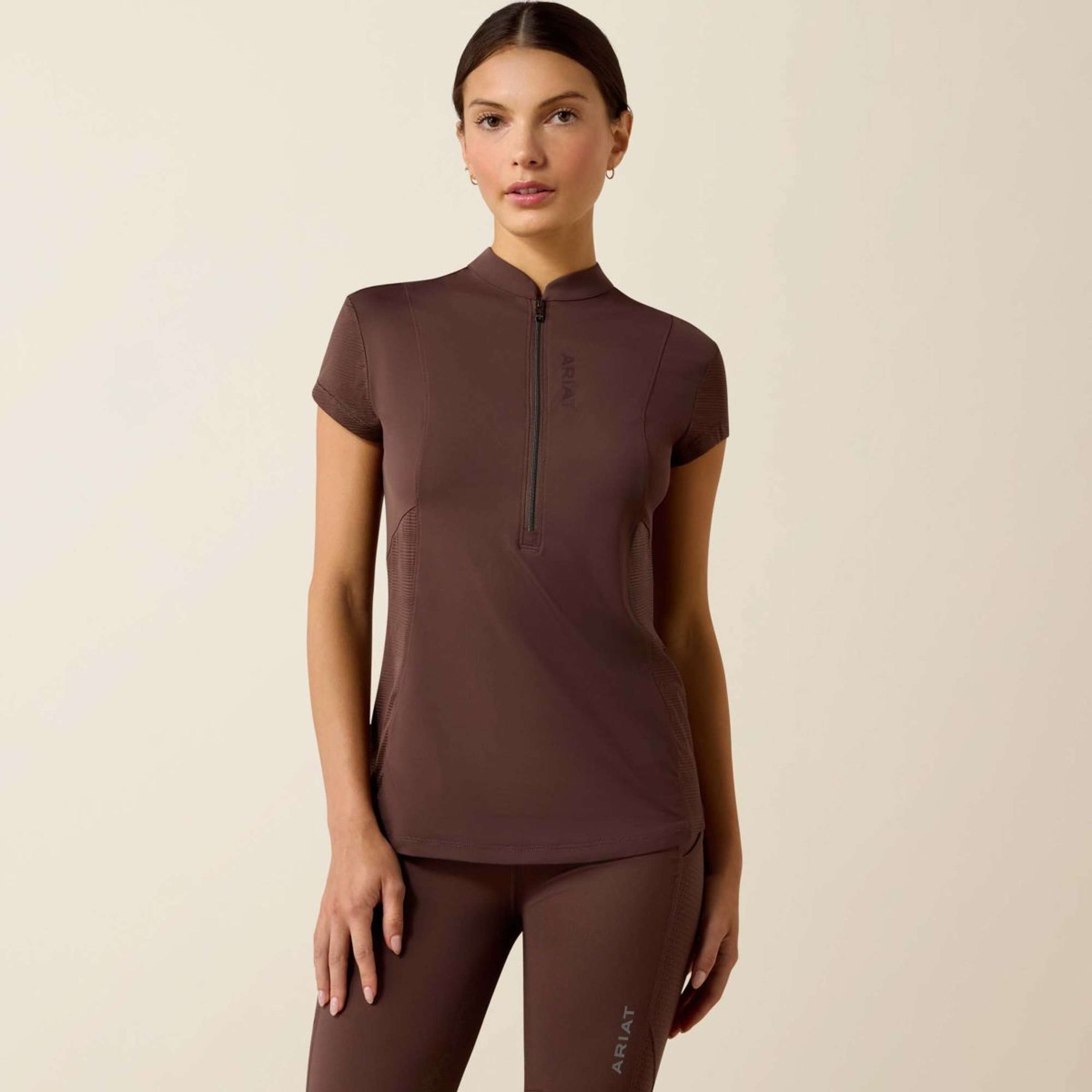 Ariat T-Shirt Breathe 1/2 Zip Femme Pommel Brown