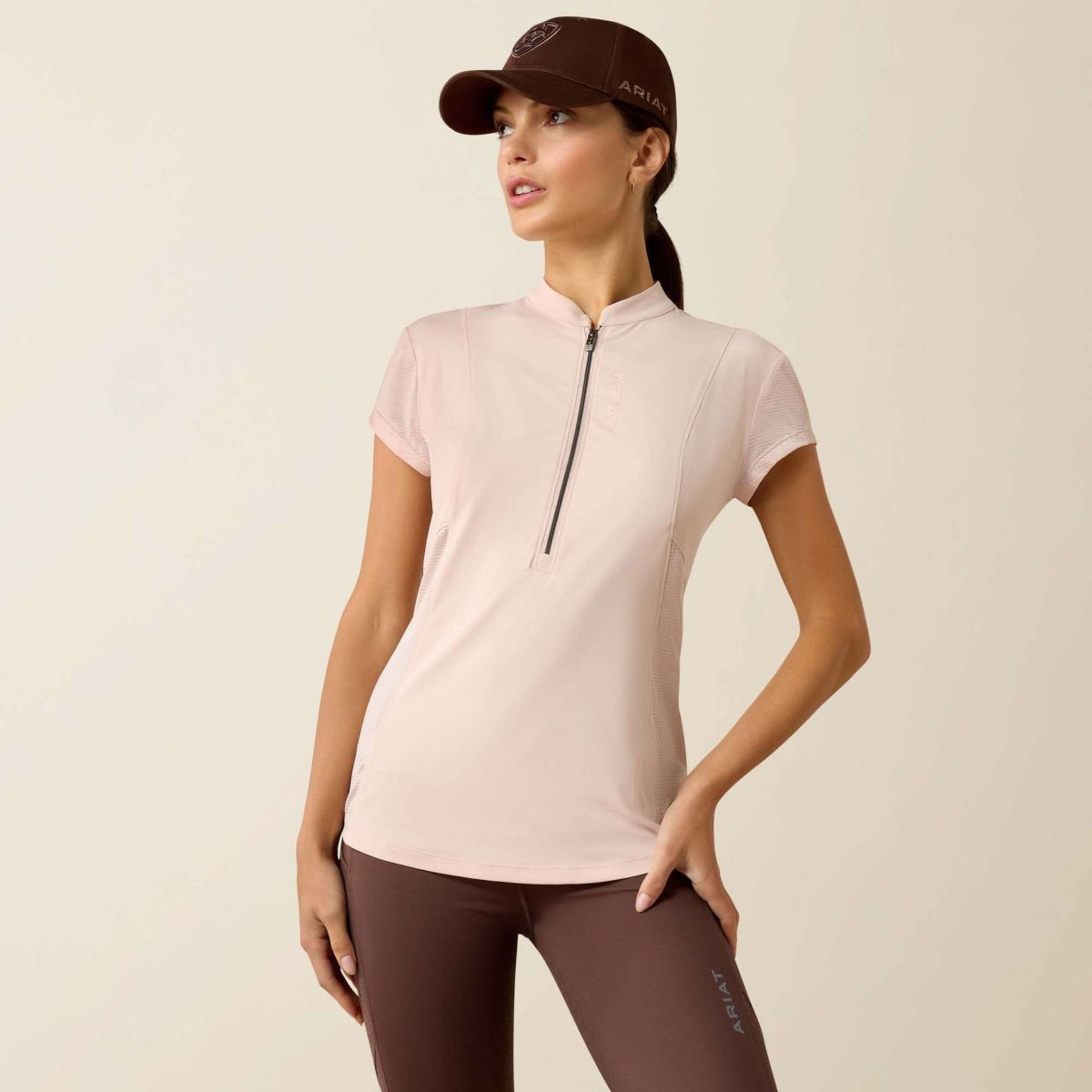 Ariat T-Shirt Breathe 1/2 Zip Femme Sepia Rose