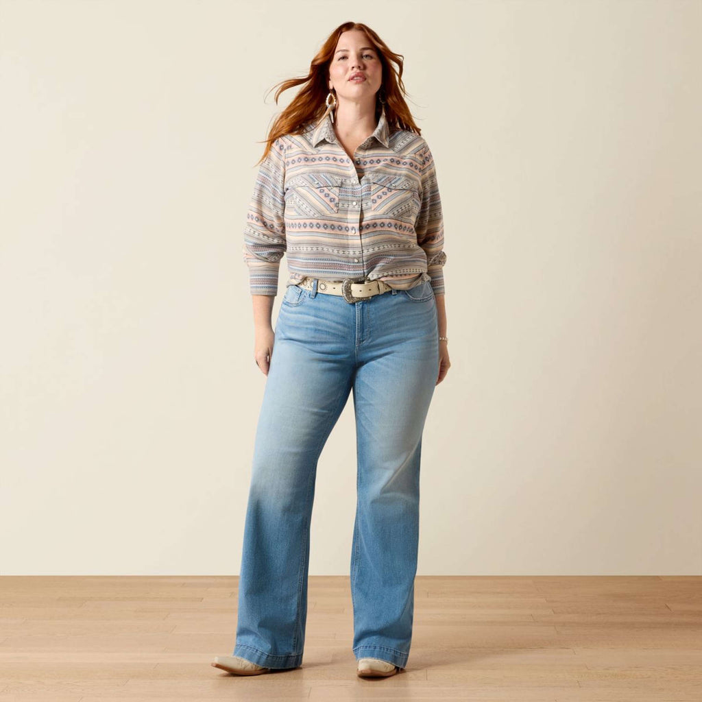 Ariat Blouse Arizona Western Femme Ombre Blue Southwest