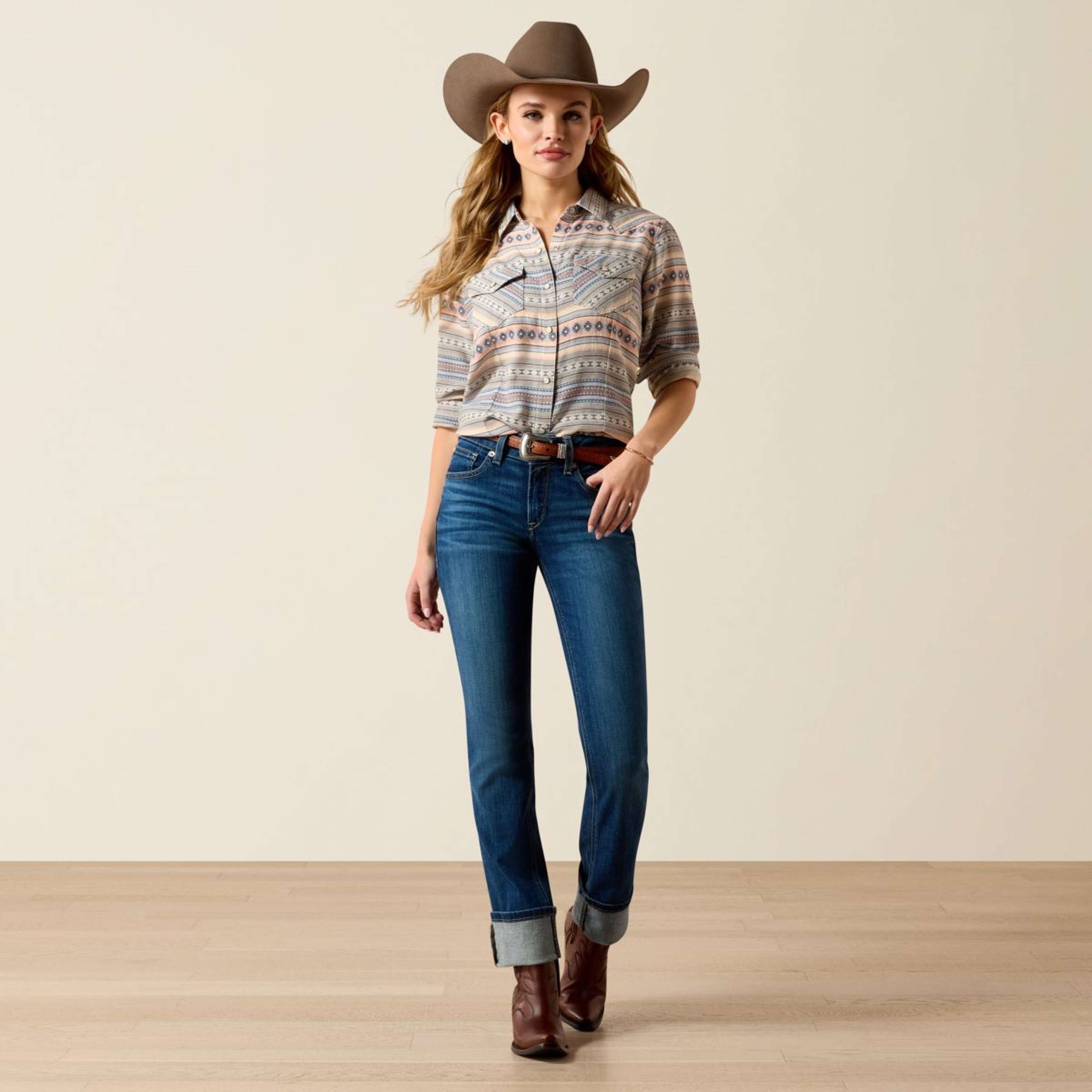 Ariat Blouse Arizona Western Femme Ombre Blue Southwest