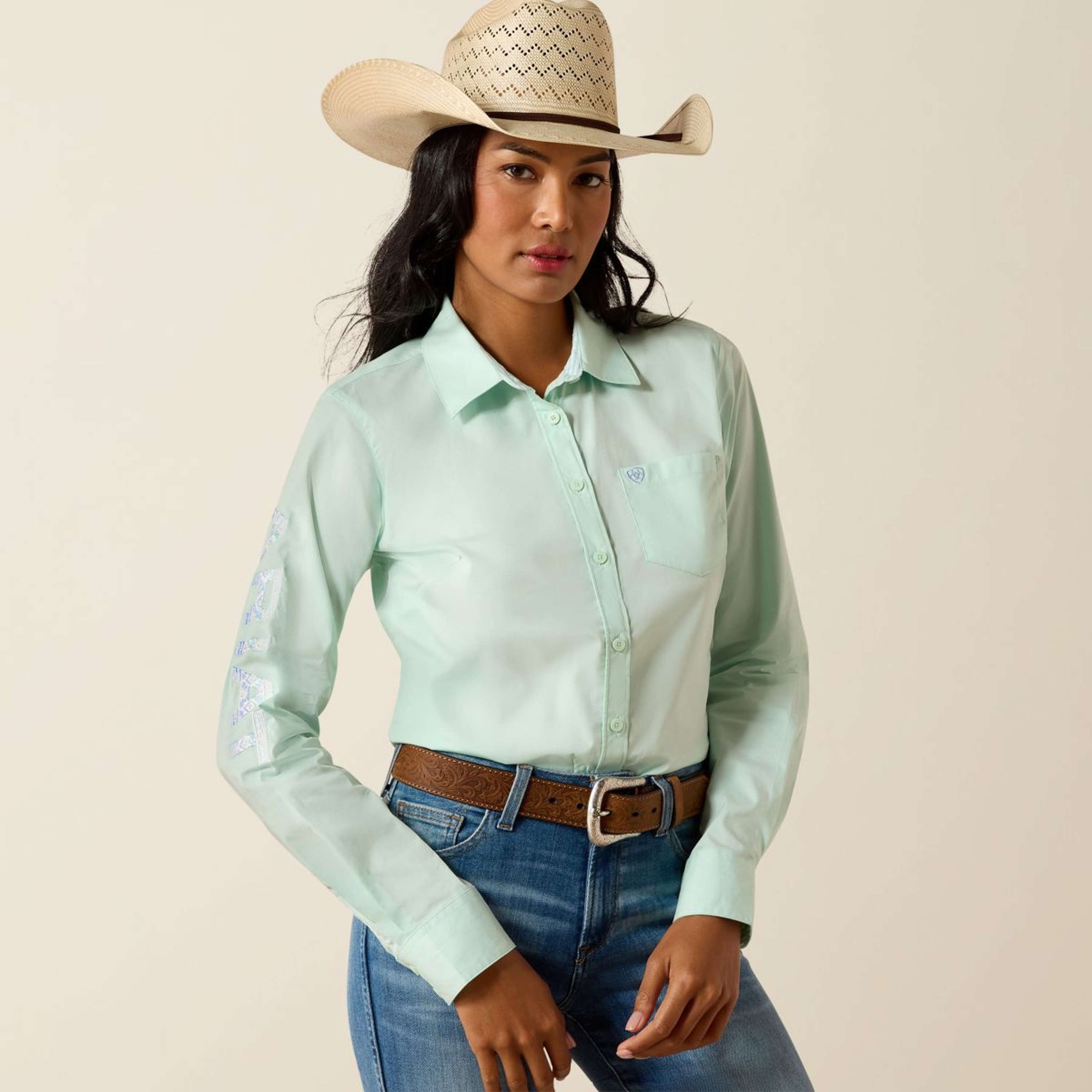 Ariat Chemise Team Kirby Longues Manches Dusty Aqua
