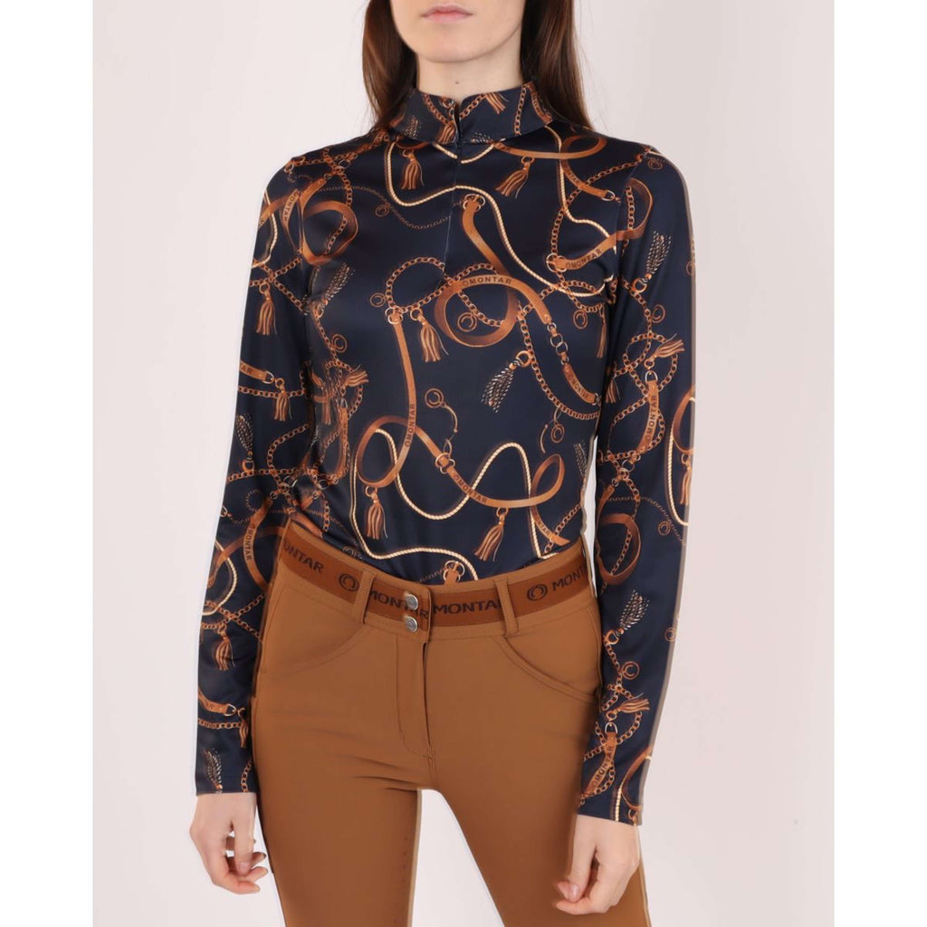 Montar Polo Haily Birdle Print Longues Manches Foncé Marine
