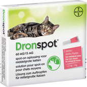 Bayer Dronspot Vermifuge pour Chats de Taille Moyenne 60 mg/15 mg >2,5-5 kg