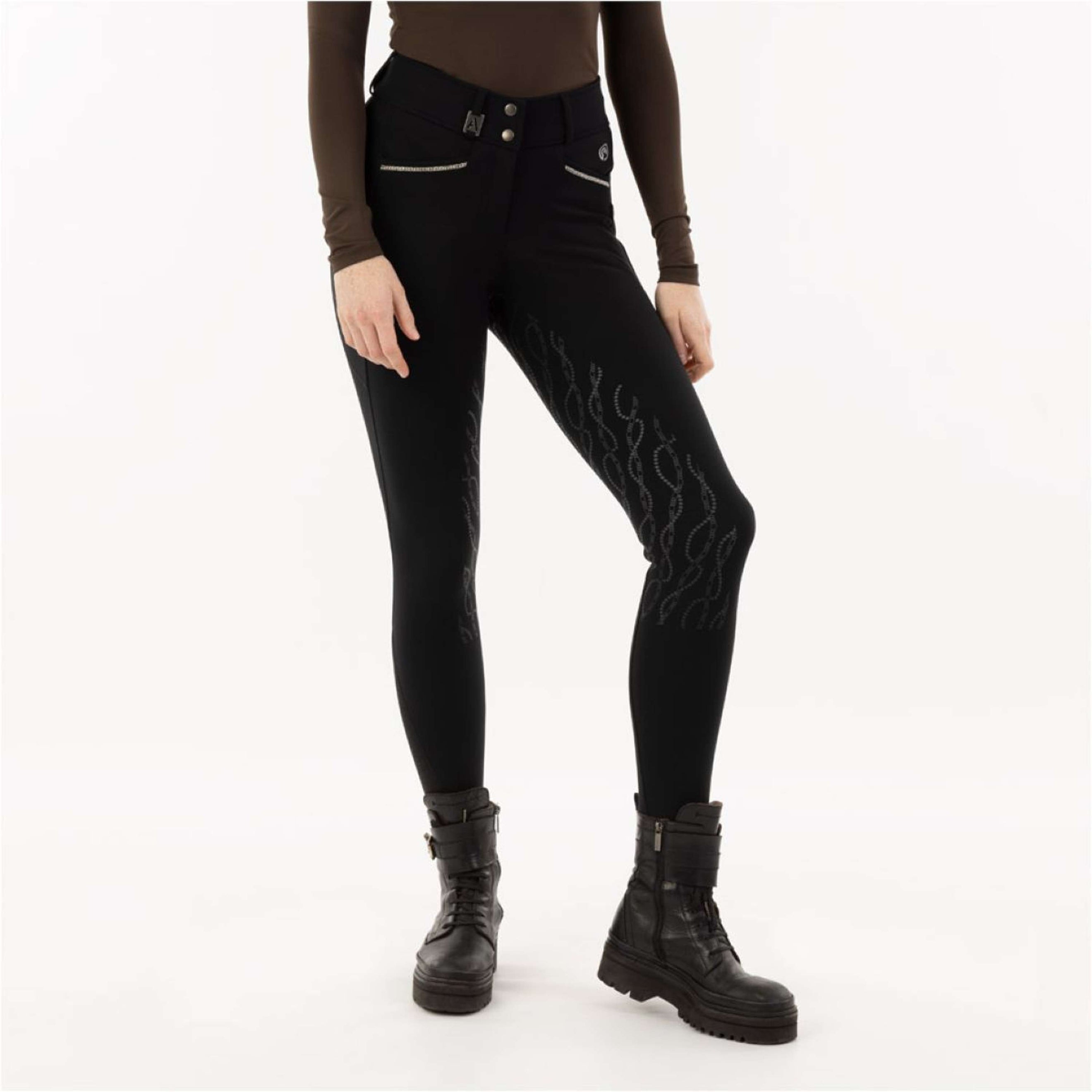 ANKY Pantalon d'Équitation Galtic XR232102 Silicone Fond de Peau Noir