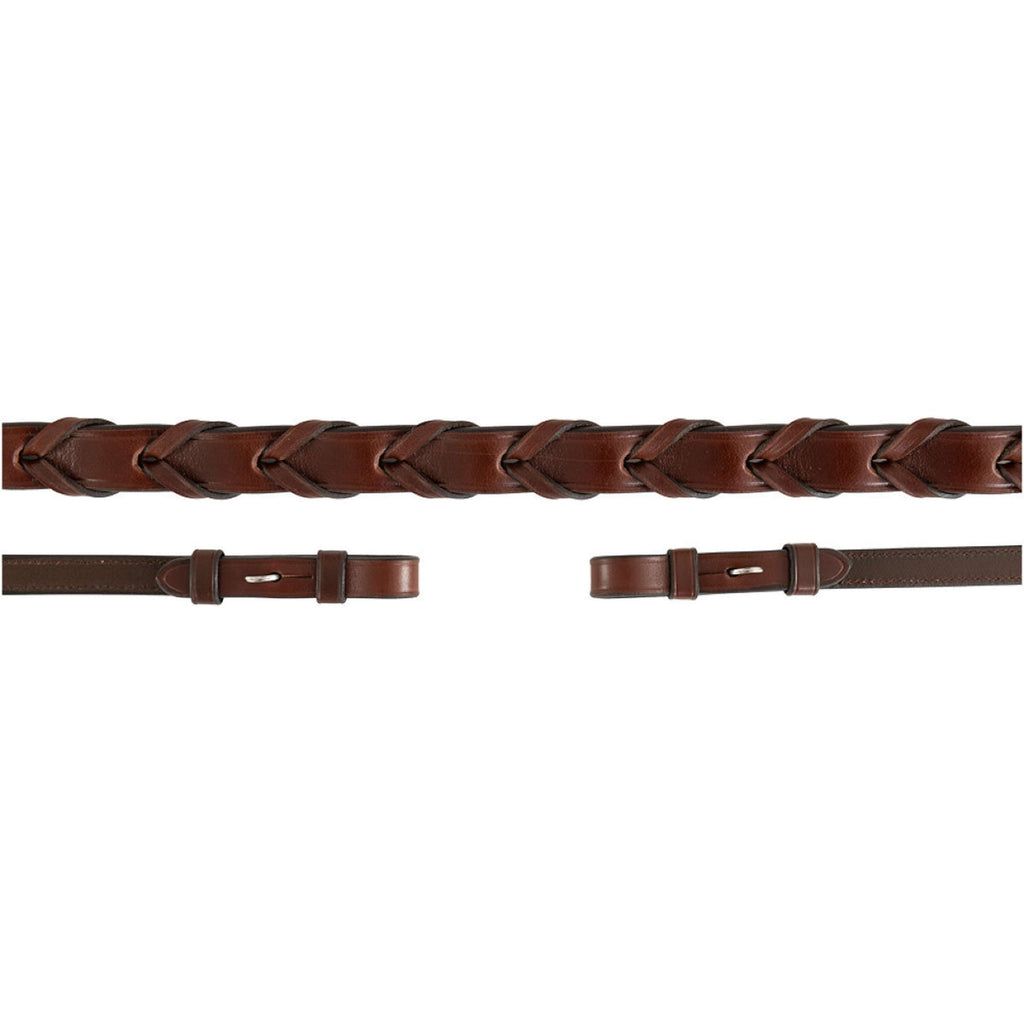BR Rênes Hunter Cuir Tressé Oak/Silver