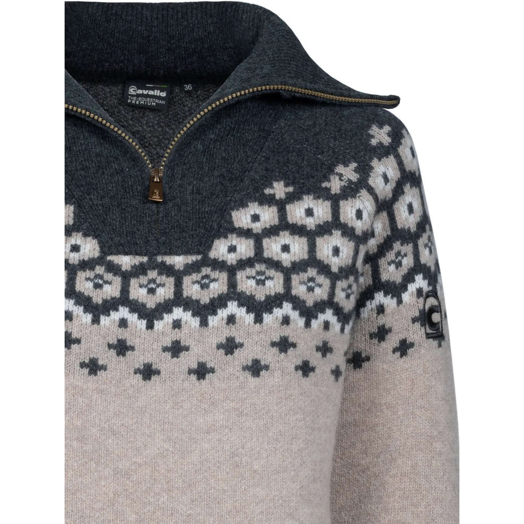 Cavallo Pullover Cavalleara avec Fermeture Éclair Peanut