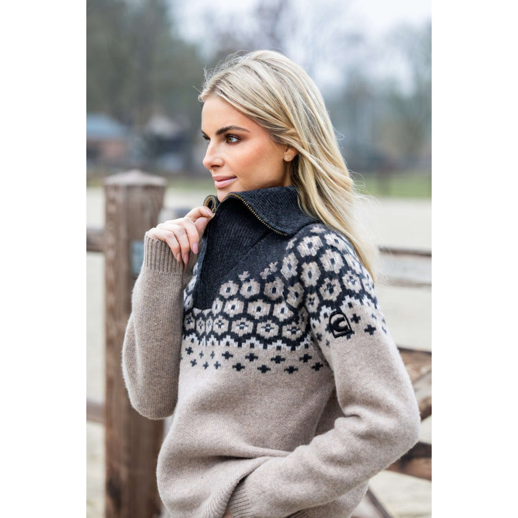 Cavallo Pullover Cavalleara avec Fermeture Éclair Peanut