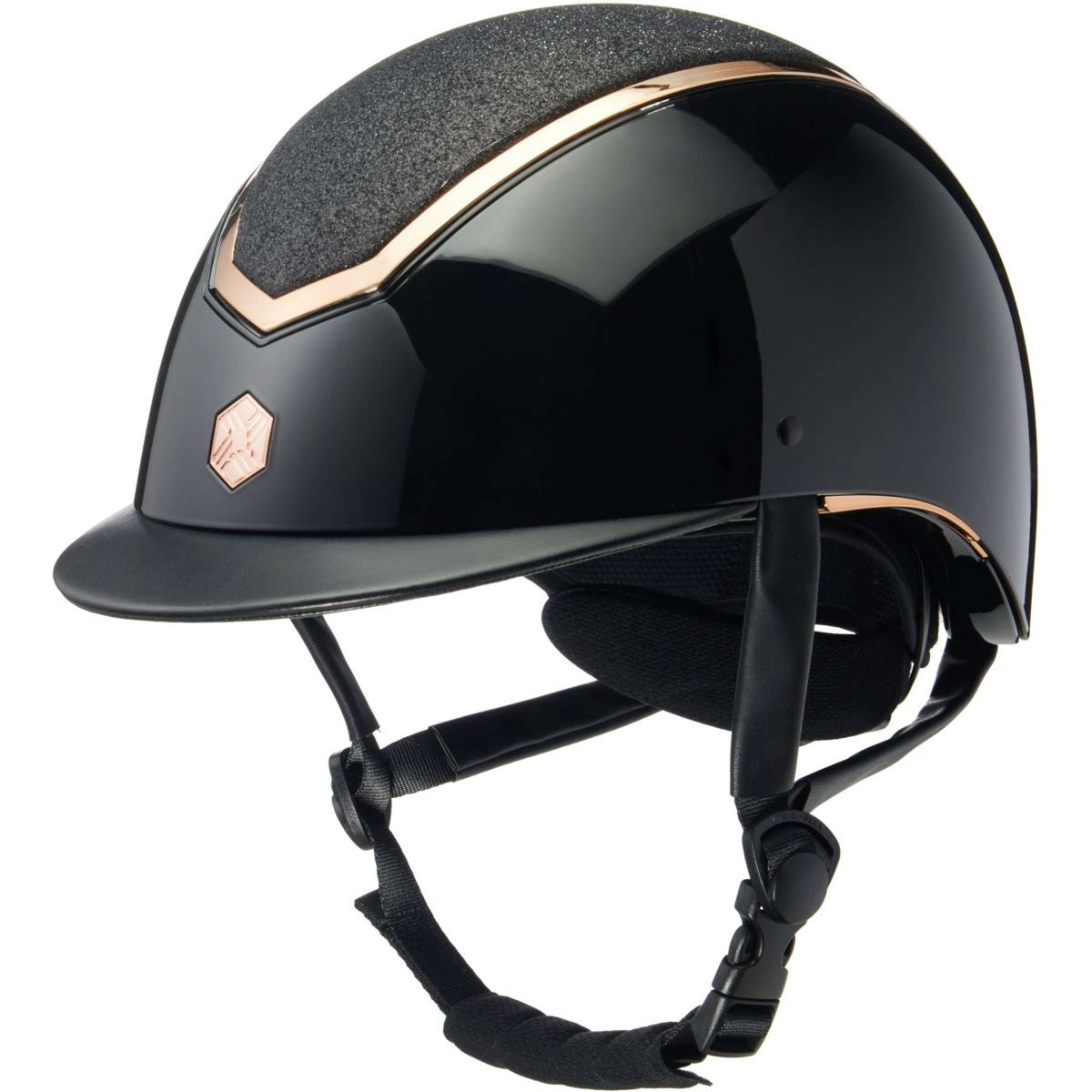 Charles Owen Bombe Kylo Sparkly Black Gloss/Rose Gold