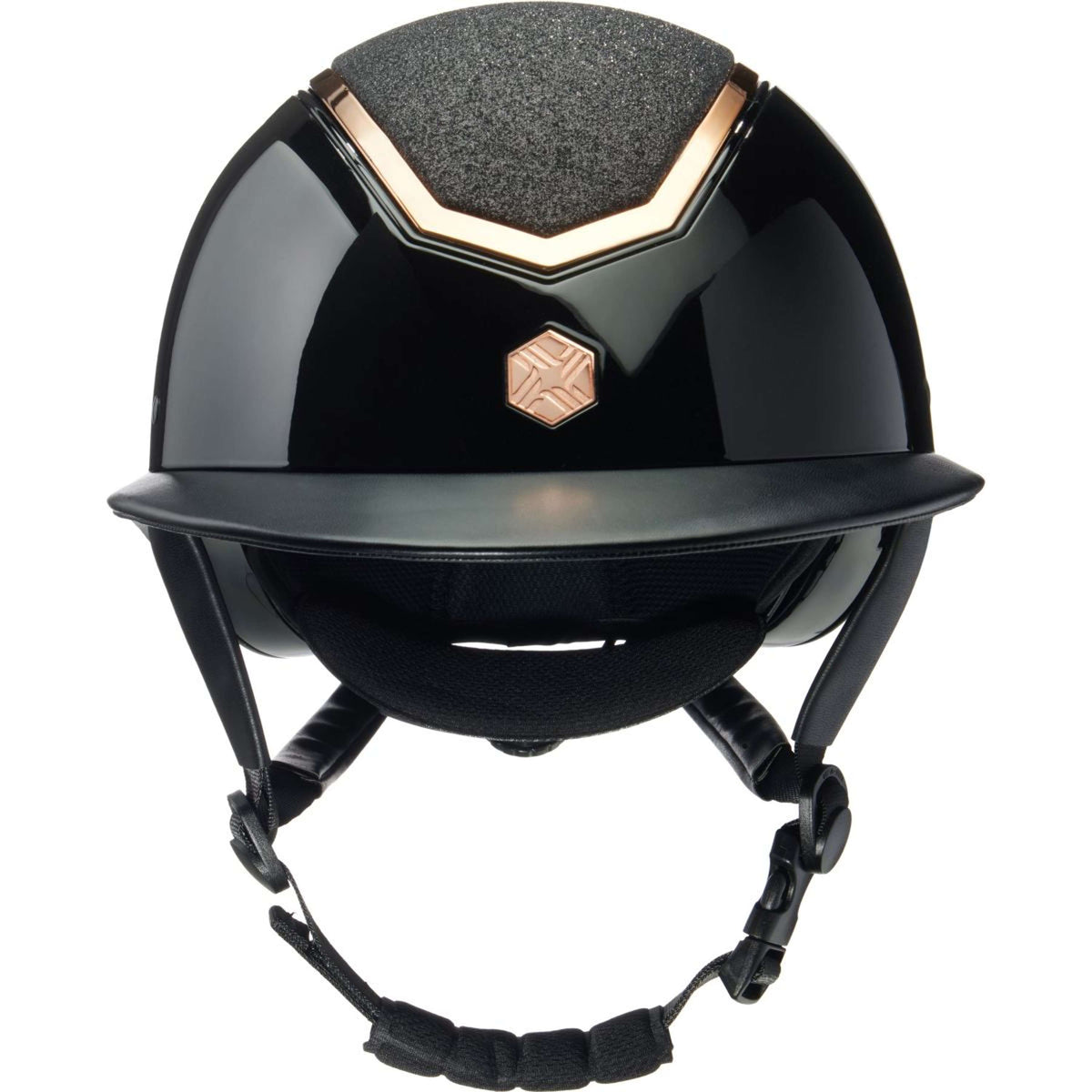 Charles Owen Bombe Kylo Sparkly Wide Peak Black Gloss/Rose Gold